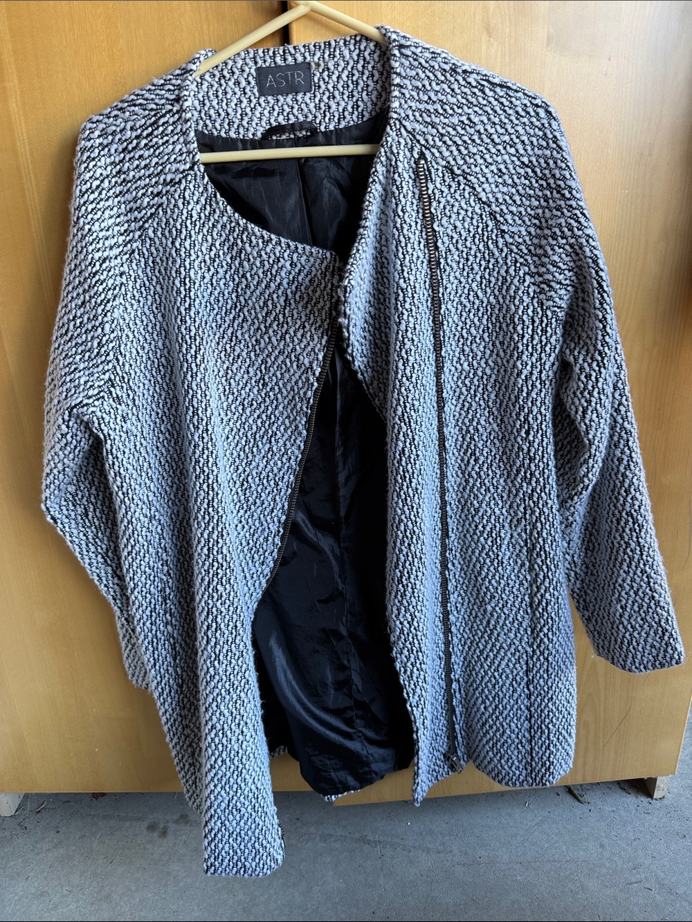 ASTR Women's Two-Tone Gray Knit Open-Front Cardigan Coat